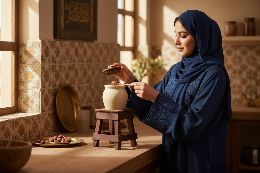 تحفة أثرية فخارية على شكل زير مع قاعدة خشبيةسعة 300 مل