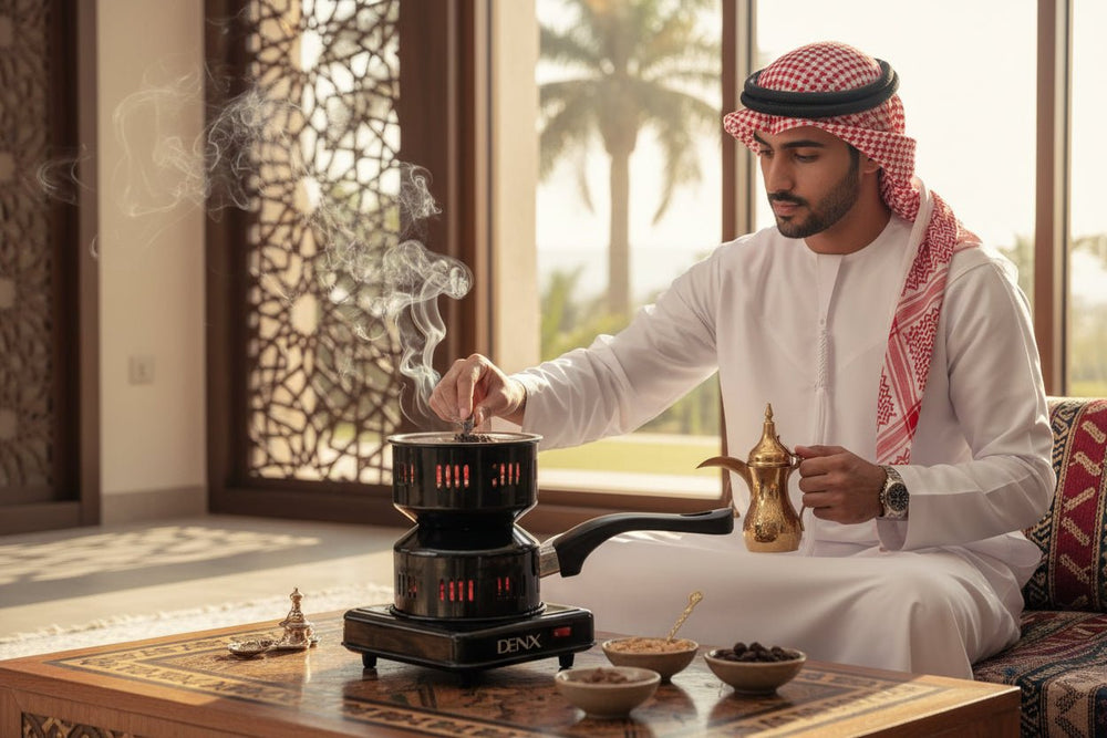 موقد كهربائي صغير لإشعال الفحم موقد متعدد الاستخدامات للشواء والقهوة والشاي من DENX
