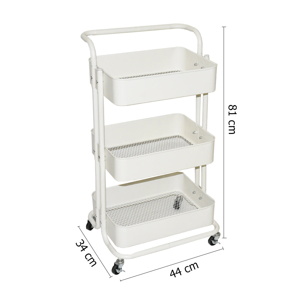 عربة تخزين متعددة الوظائف مزودة بعجلات دوارة ومكونة من 3 طبقات