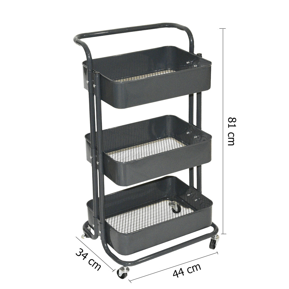 عربة تخزين متعددة الوظائف مزودة بعجلات دوارة ومكونة من 3 طبقات