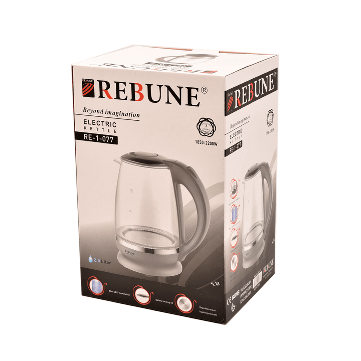 ريبيون RE-1-077 غلايه كهربائيه، 2 لتر، 2200 واط،رمادي - أنية المنزل