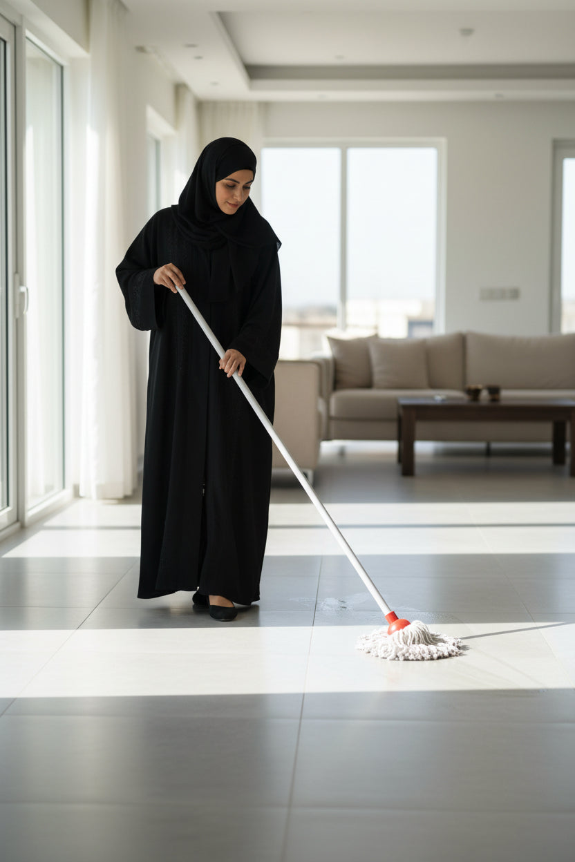 ممسحة قطنية فائقة الامتصاص مع عصا