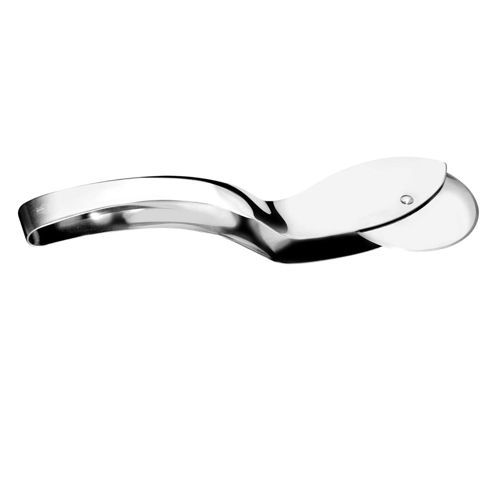 Stainless steel pizza cutter and tongs