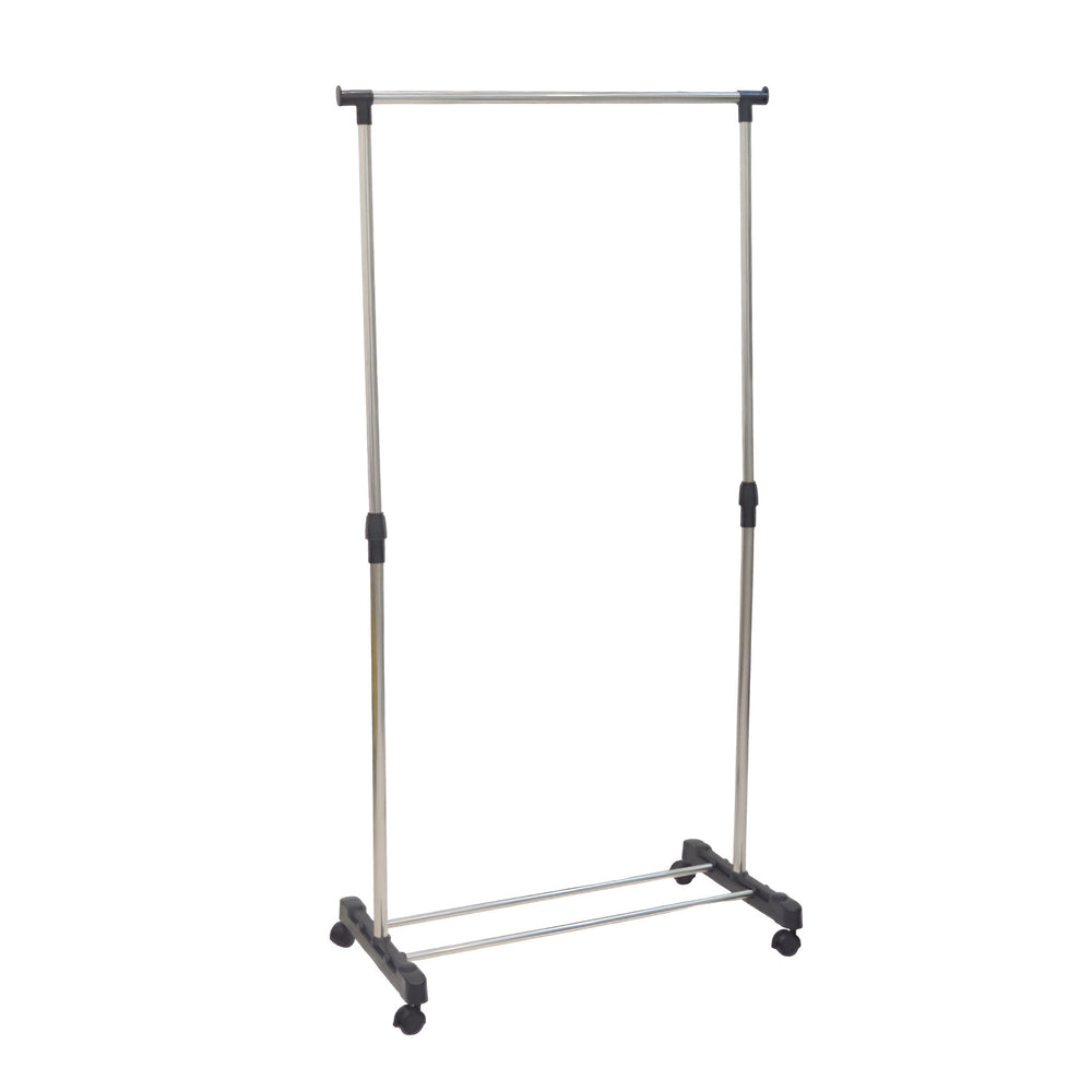 Single clothes hanger with wheels