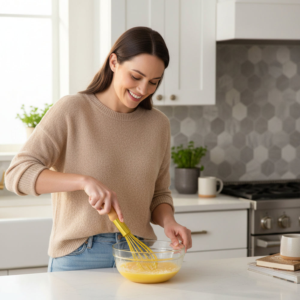 خفاق يدوي ستانلس ستيل بمقبض خشبي 28 × 8 سم
