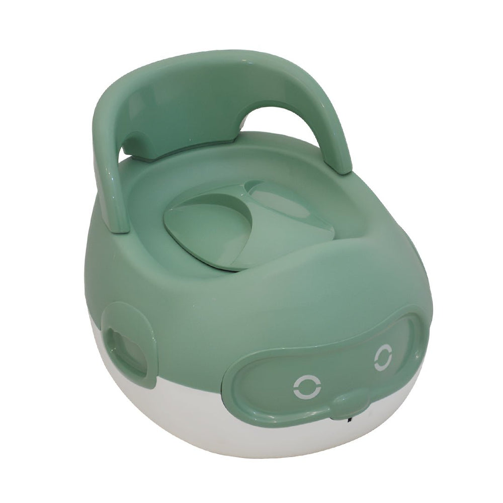 Plastic baby potty with backrest and cover
