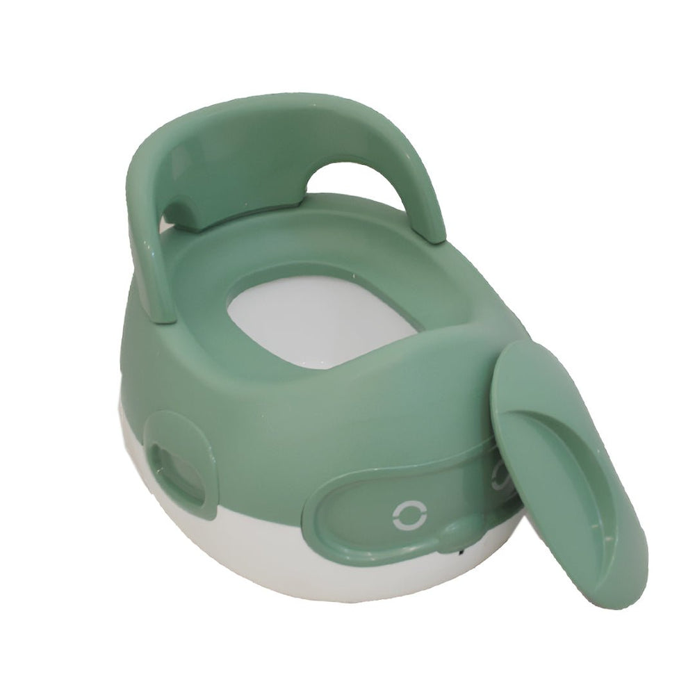 Plastic baby potty with backrest and cover