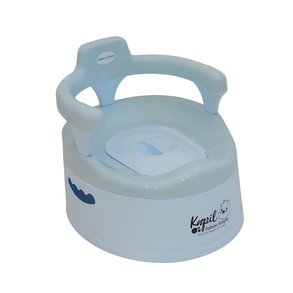 Plastic baby potty with backrest and cover