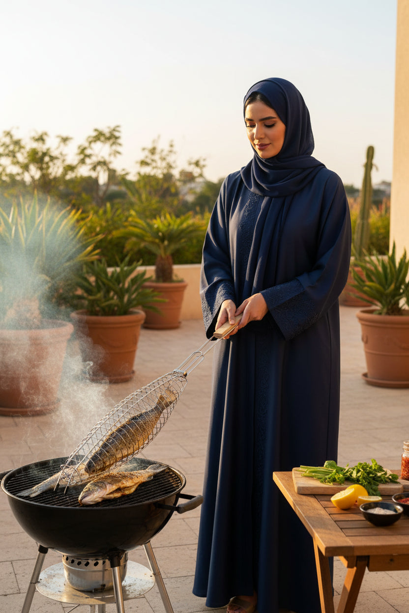 Stainless Steel Fish Grill with Wooden Handle