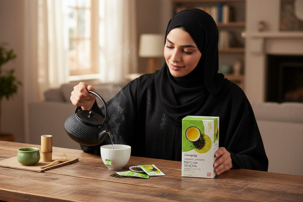 شاي ماتشا سينشا الياباني العضوي 36 جم 20 كيس شاي Clearspring