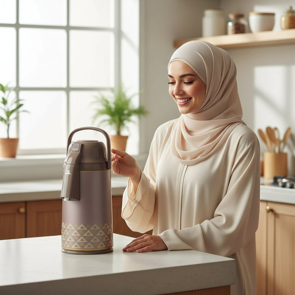 ترمس ياباني زوجيروشي 3 لتر – حافظ حرارة طويل الأمد بلون بني موكا بنقوش ذهبية من Zojirushi Corporation