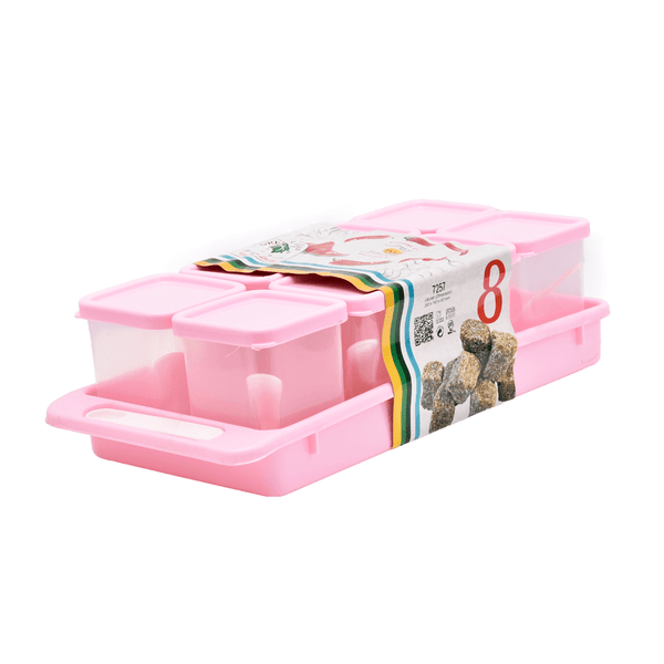 حافظات بهارات مع ملاعق بلاستيك متعددة الاستخدام 8 قطع مع حامل 150مل - أنية المنزل