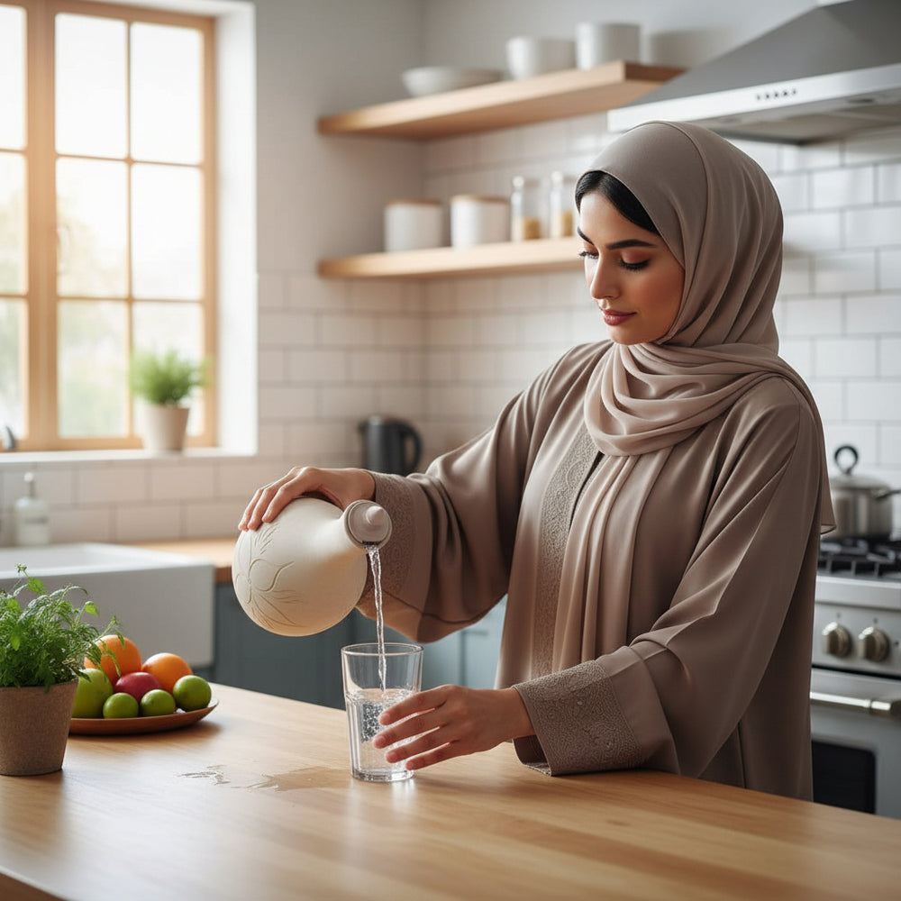 جرة ماء من الفخار مع غطاء5 لتر