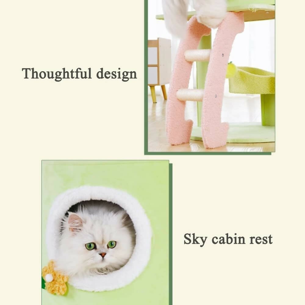 Tower-shaped cat tree and scratcher