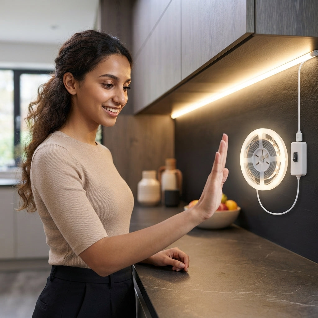 شريط إضاءة LED بطول 1 متر بمستشعر حركة وتشغيل USB للإضاءة الليلية والخزائن
