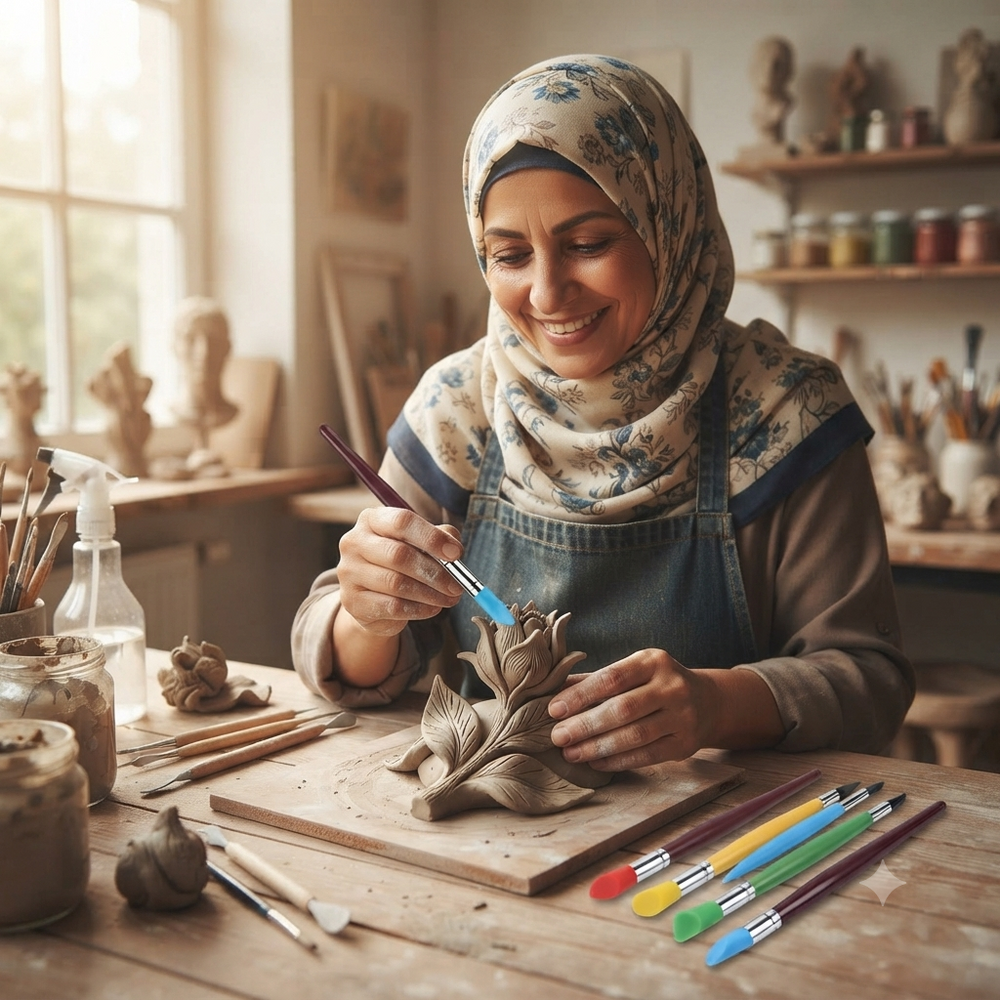 مجموعة أدوات نحت وتشكيل الصلصال السيليكون 5 قطع