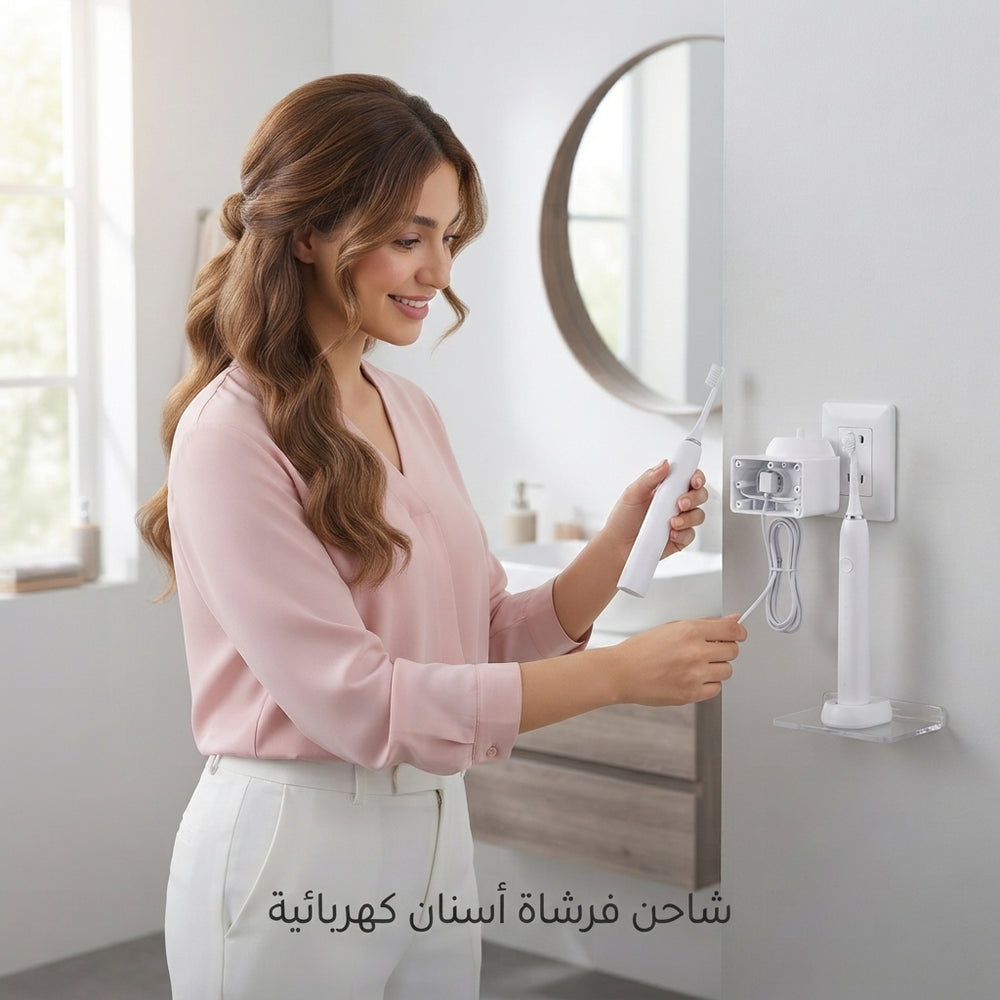 حامل شاحن فرشاة الأسنان الكهربائية ومنظم كابل الشحن
