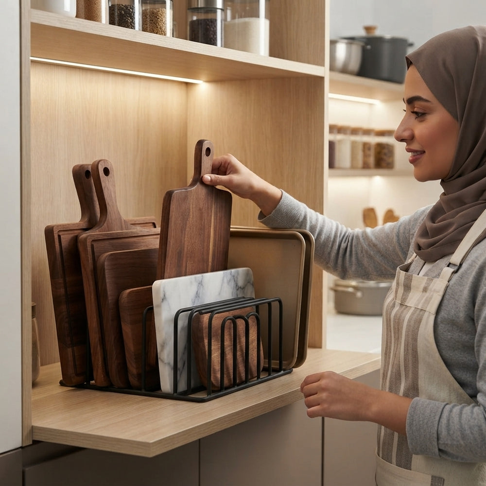 منظم ألواح التقطيع وأدوات المطبخ المعدني