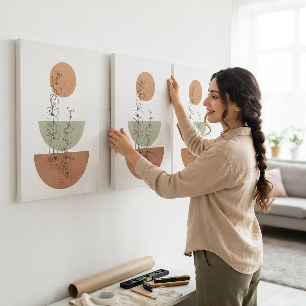 لوحات حائط قماشية تجريدية بوهيمية بتصميم نباتي