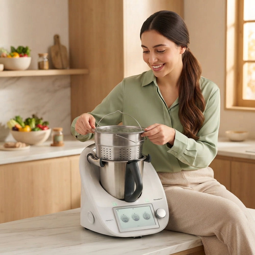 قدر تبخير مزدوج من الستانلس ستيل متوافق مع Thermomix TM7 لتعزيز الطهي الصحي