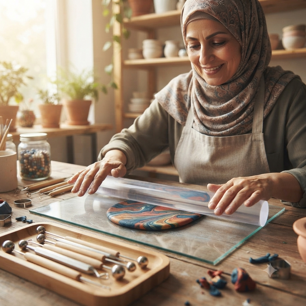 أسطوانة أكريليك لفرد الصلصال والعجائن اليدوية