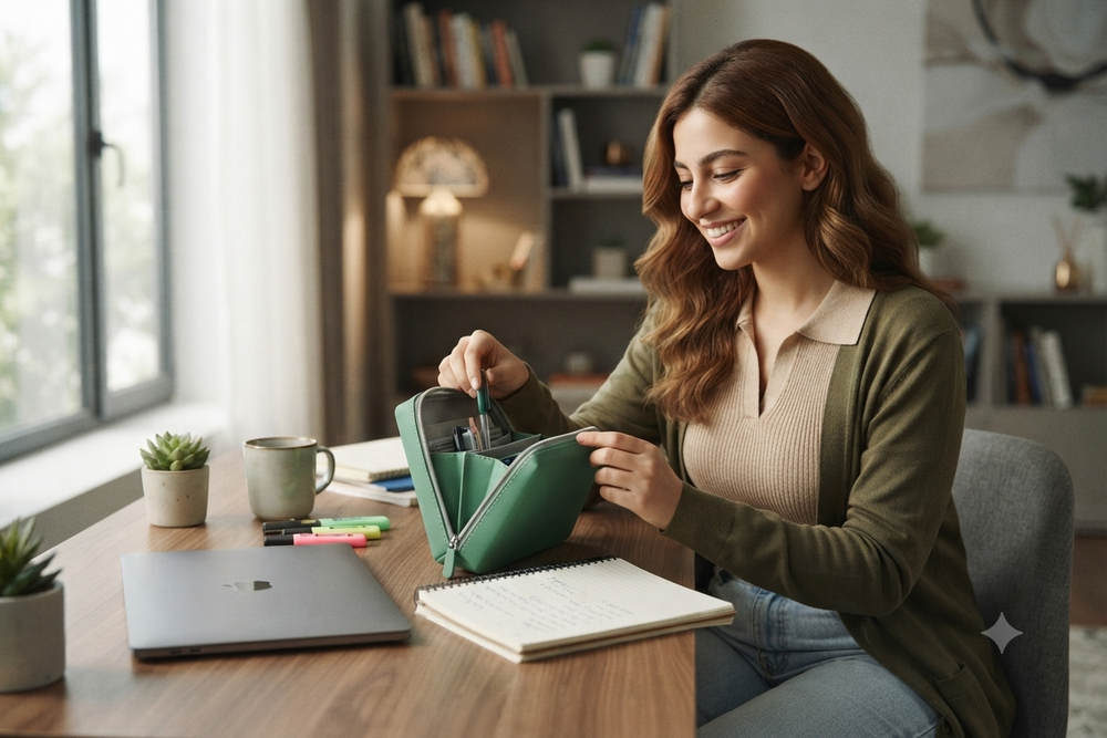 مقلمة سيليكون إبداعية كبيرة السعة بتصميم مثلث قابل للوقوف