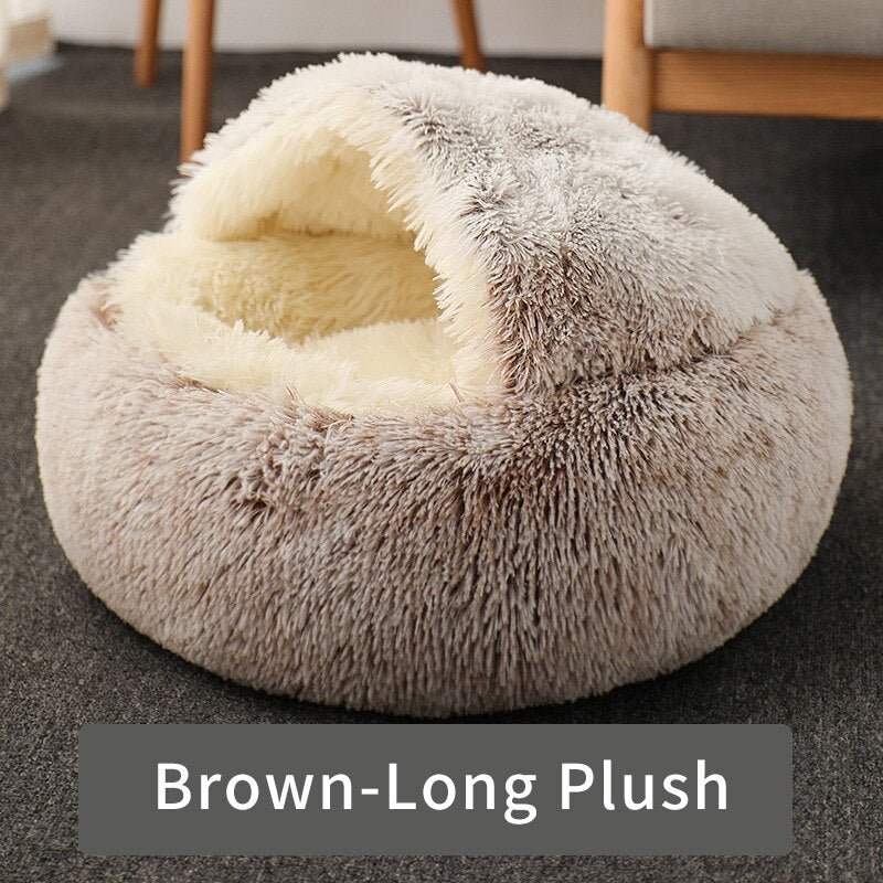 Cute bed for cats and pets made of soft plush