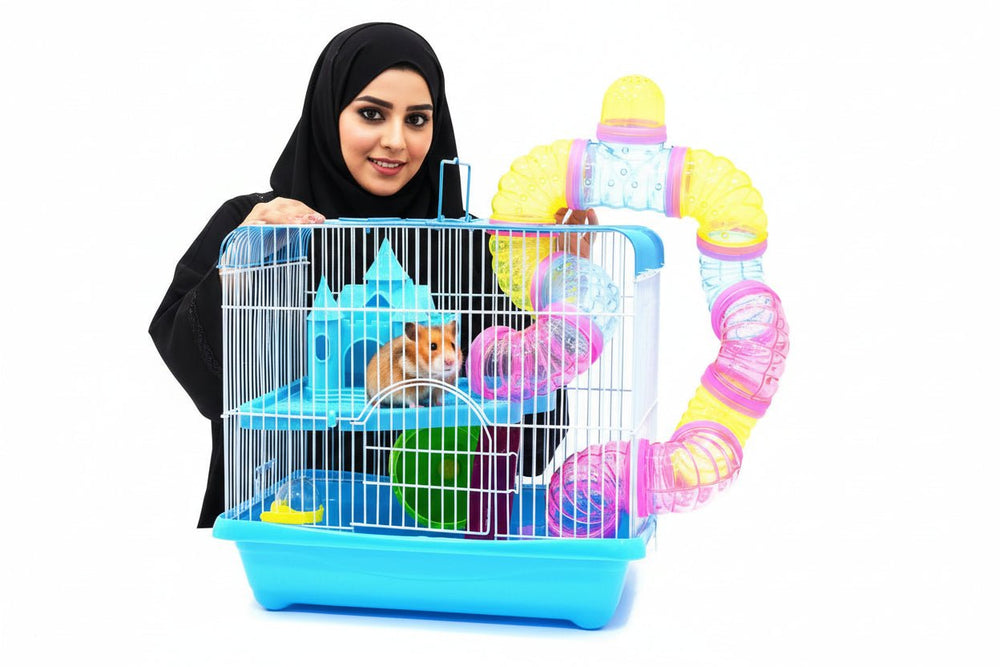 قفص هامستر معدني مع ملحقات متكاملة للعب 34×24×30 سم