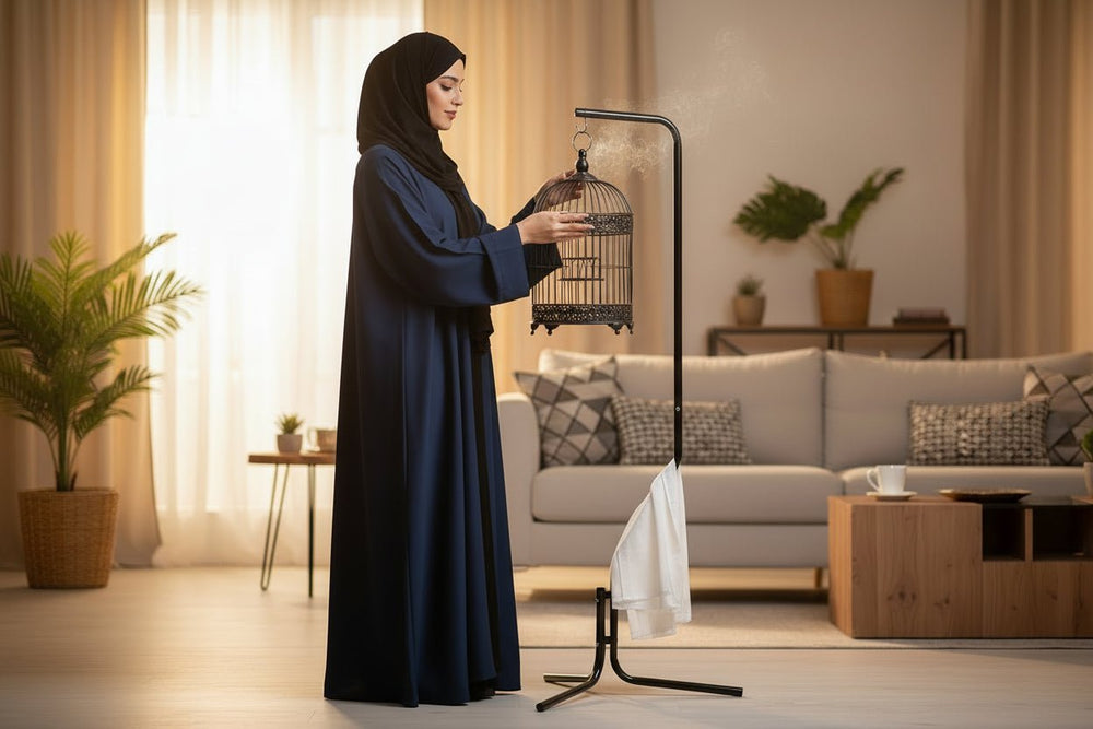 Metal bird cage stand with hanging hook 