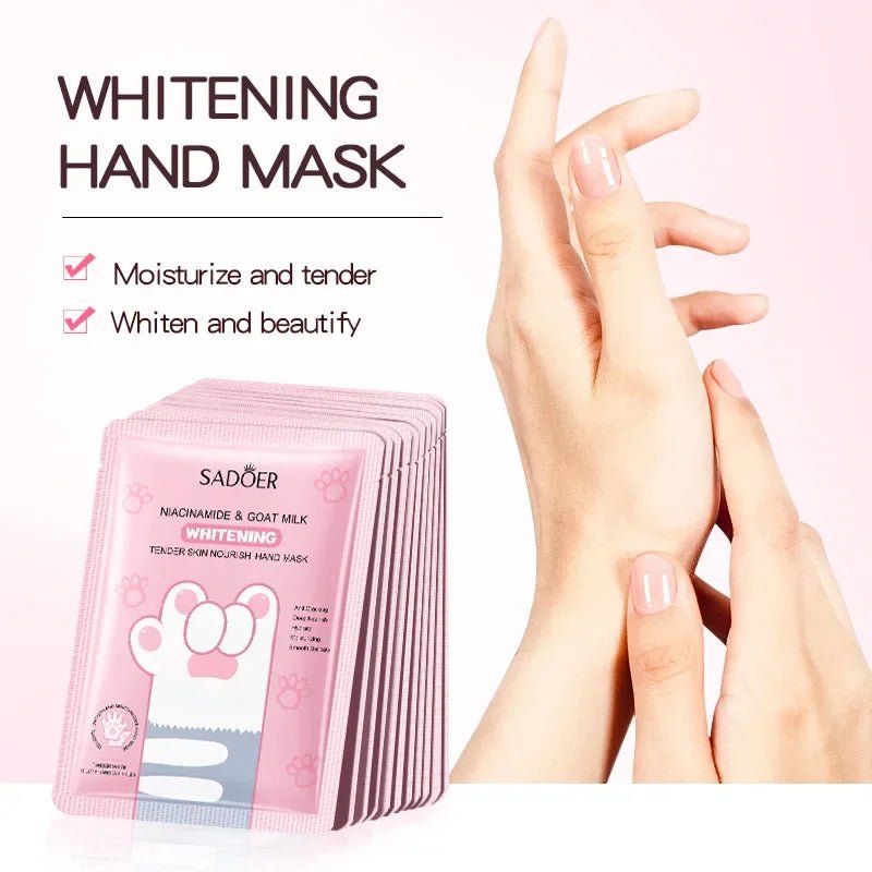 10 Pairs of Goat Milk Whitening and Moisturizing Hand Gloves