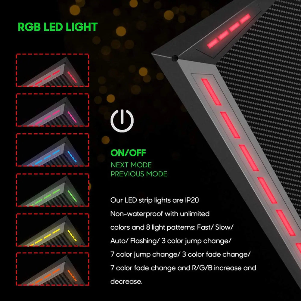 Chulovs Gaming Table with RGB LED Lighting - 120cm Y-Shaped Computer Desk with Hand Shelf for Computer Users and Home Offices