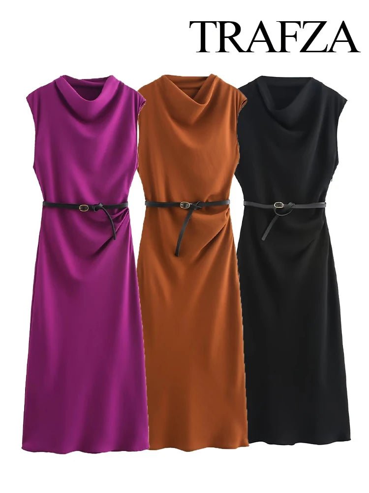 Women's midi dress with belt in a modern design