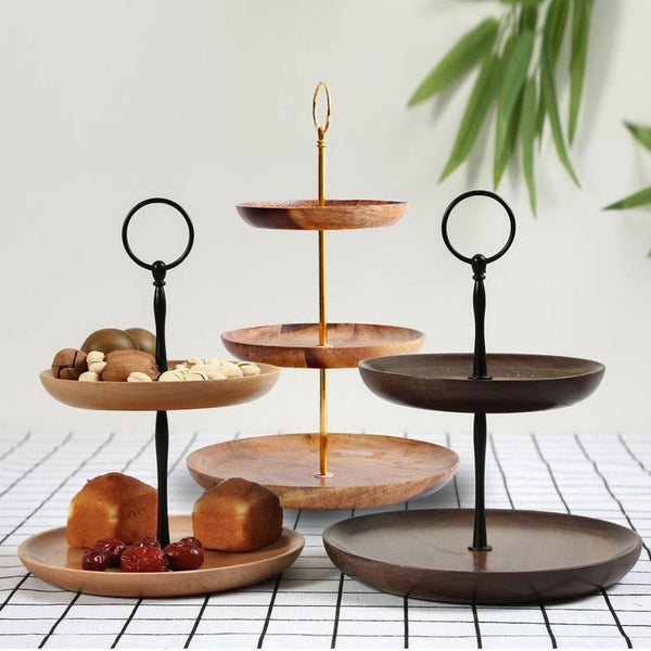 حامل تقديم خشبي مكونة طبقتين