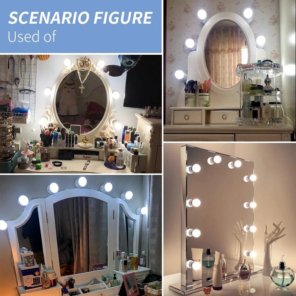 Hollywood Mirror Light Tri-Color USB - Dimmable Makeup Light with Adjustable Bulbs