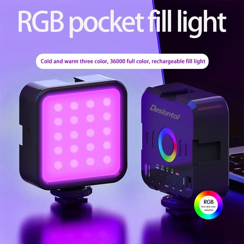 Portable RGB LED Fill Light - Fill Light for Live Streaming and Photography with Adjustable Color Temperature