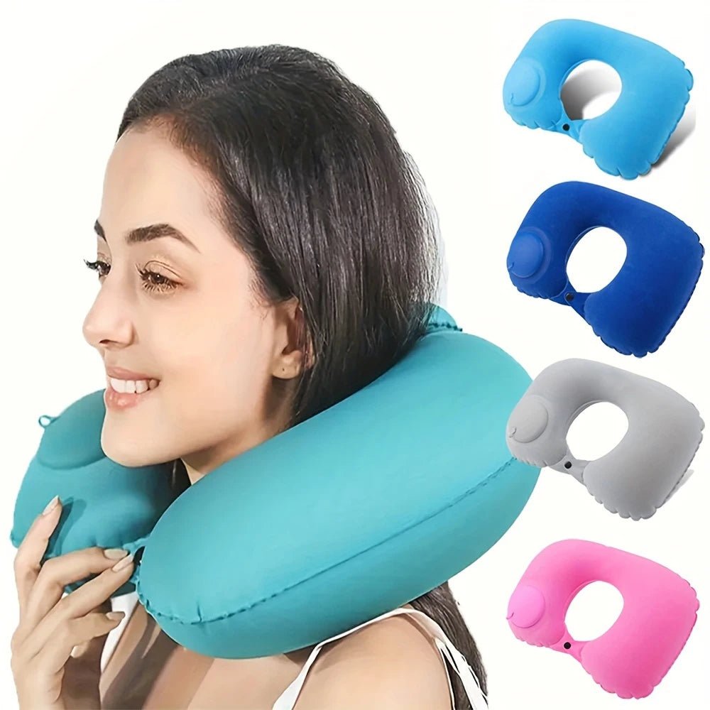 Multi-color inflatable neck pillow 