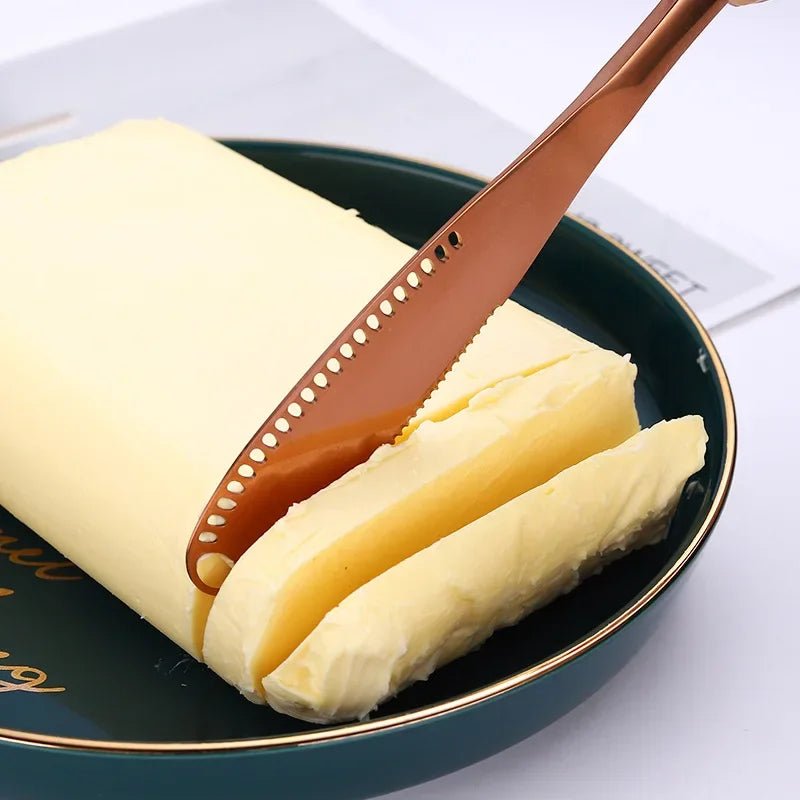 سكين زبدة وجبن مع ثقوب من الفولاذ المقاوم للصدأ