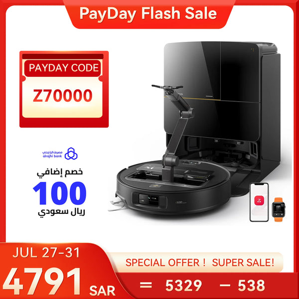 مكنسة روبوت ذكية بقوة شفط 22000 باسكال وتنظيف تلقائي