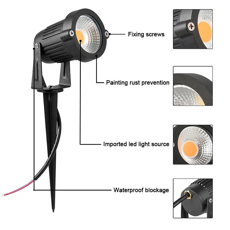 إضاءة حديقة LED COB للمسار - سبايك ومصابيح خارجية مقاومة للماء