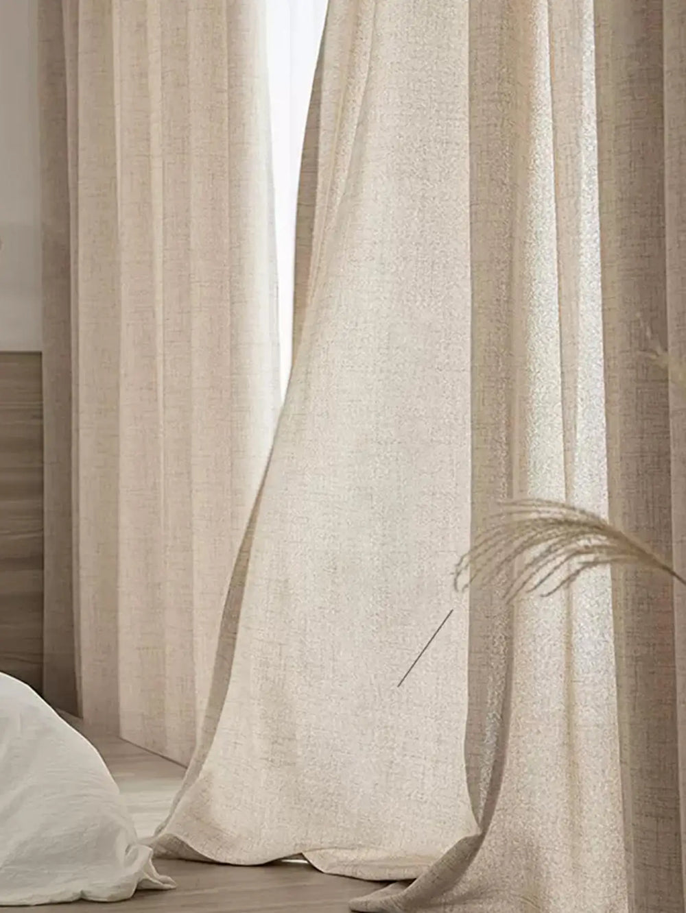 Japanese Design Semi-Sheer Curtains - Thick Cotton and Linen Curtains for Bedrooms, Living Rooms and Offices