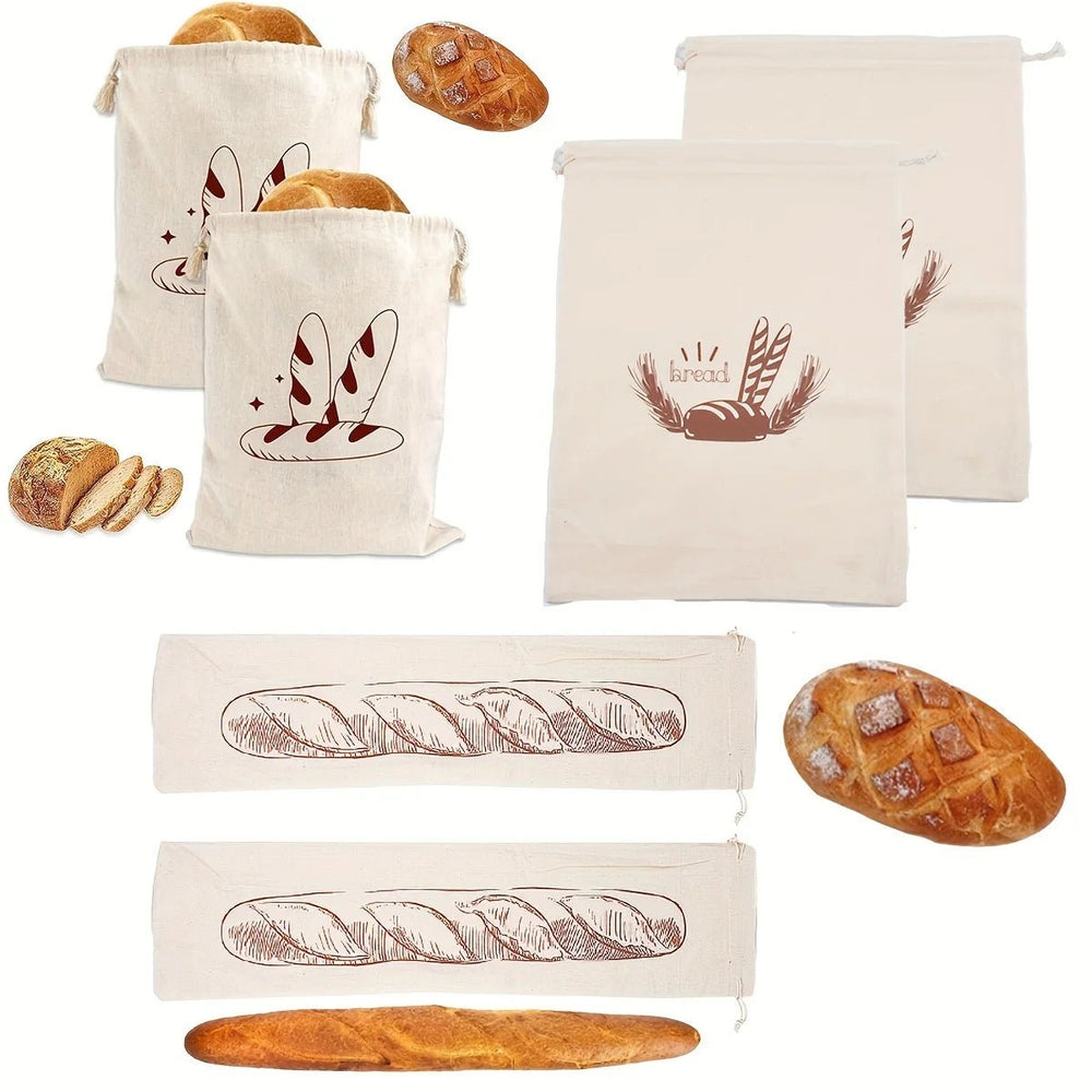 Reusable Linen Bread Bags with Drawstring
