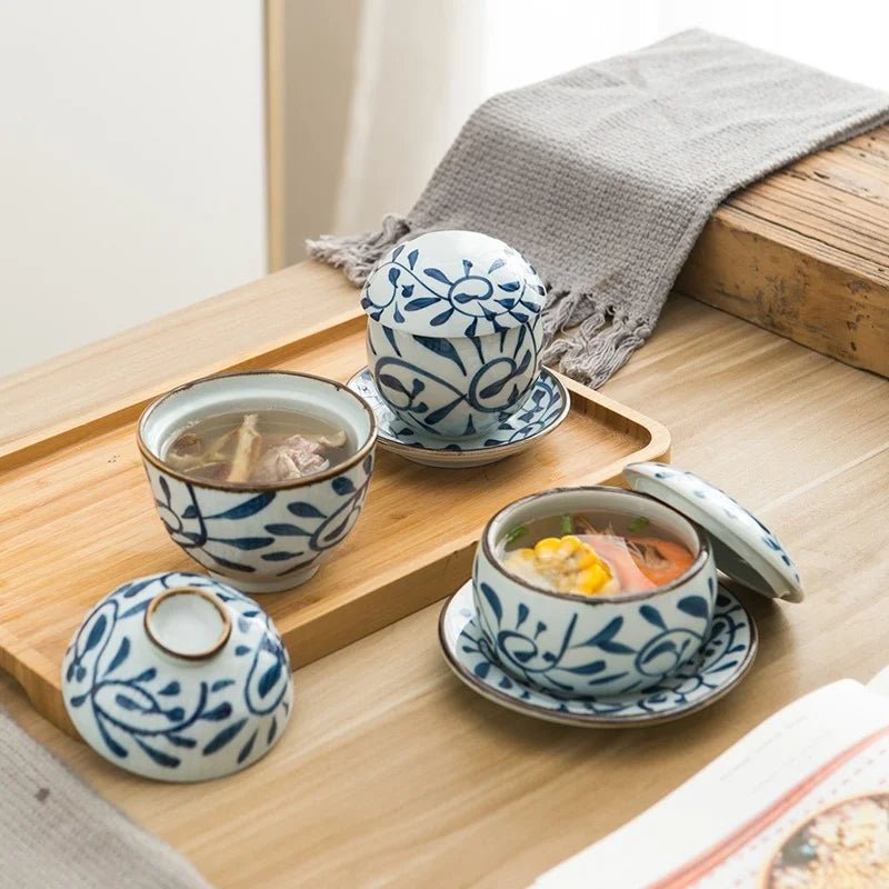 وعاء شوربة سيراميك بغطاء متعدد الاستخدام