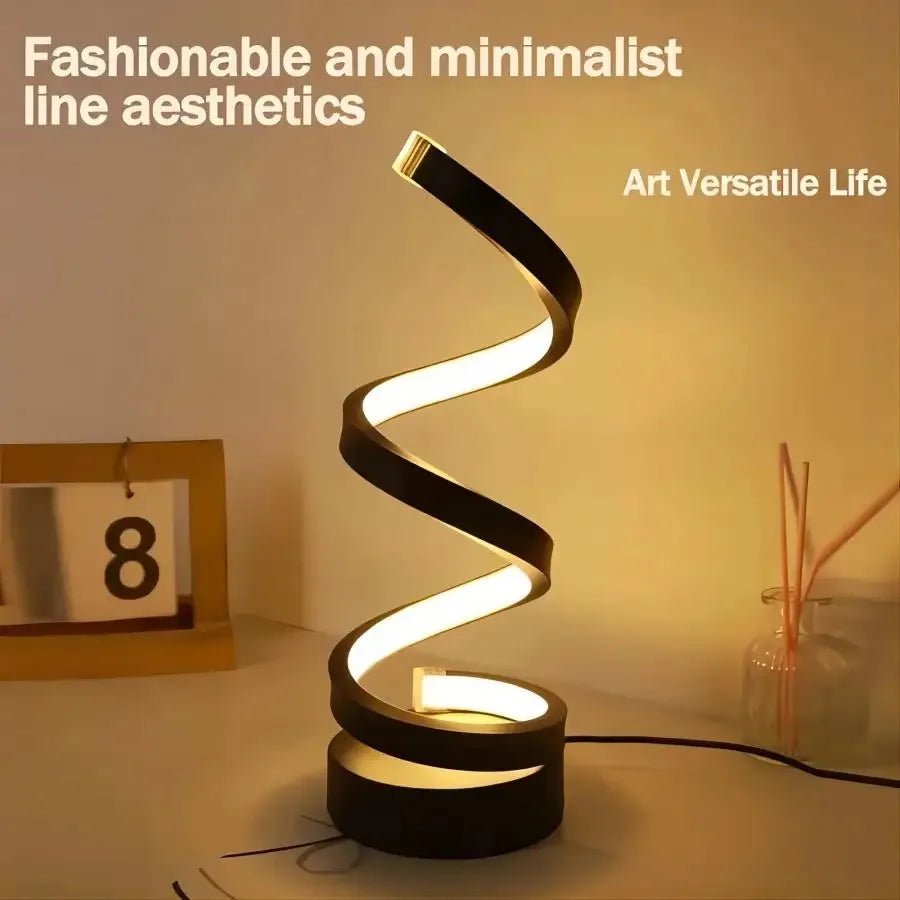 Modern Dimmable LED Spiral Table Lamp - Small Lamp for Bedroom, Office, Living Room