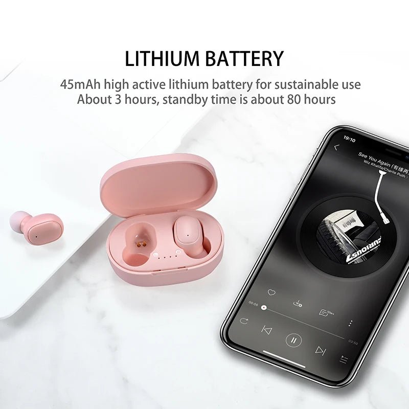 TWS A6S Wireless Earphones - Sports Stereo Bluetooth Headphones with Microphone