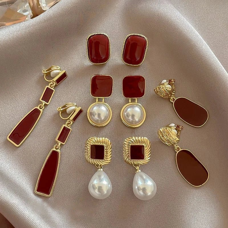 Faux pearl clip-on earrings without piercing