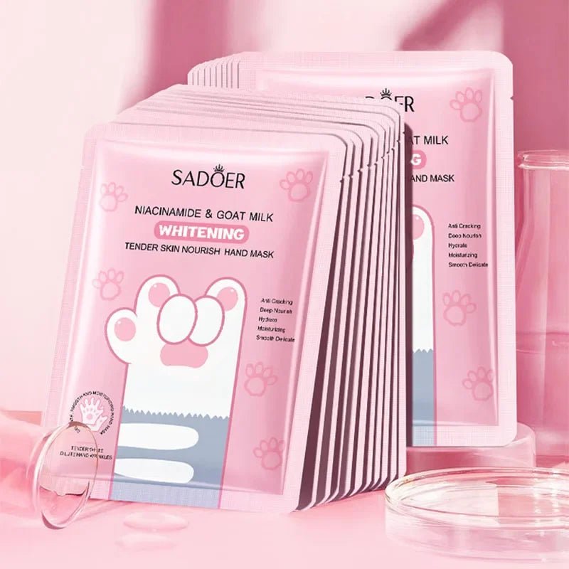 10 Pairs of Goat Milk Whitening and Moisturizing Hand Gloves