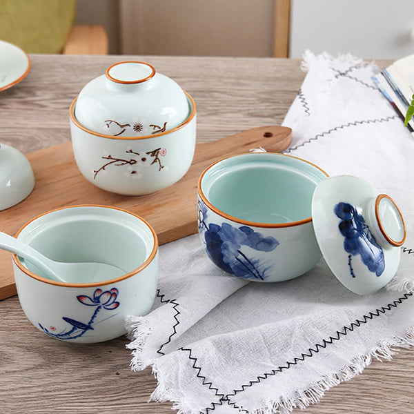 وعاء حساء سيراميك بغطاء متعدد الاستخدام