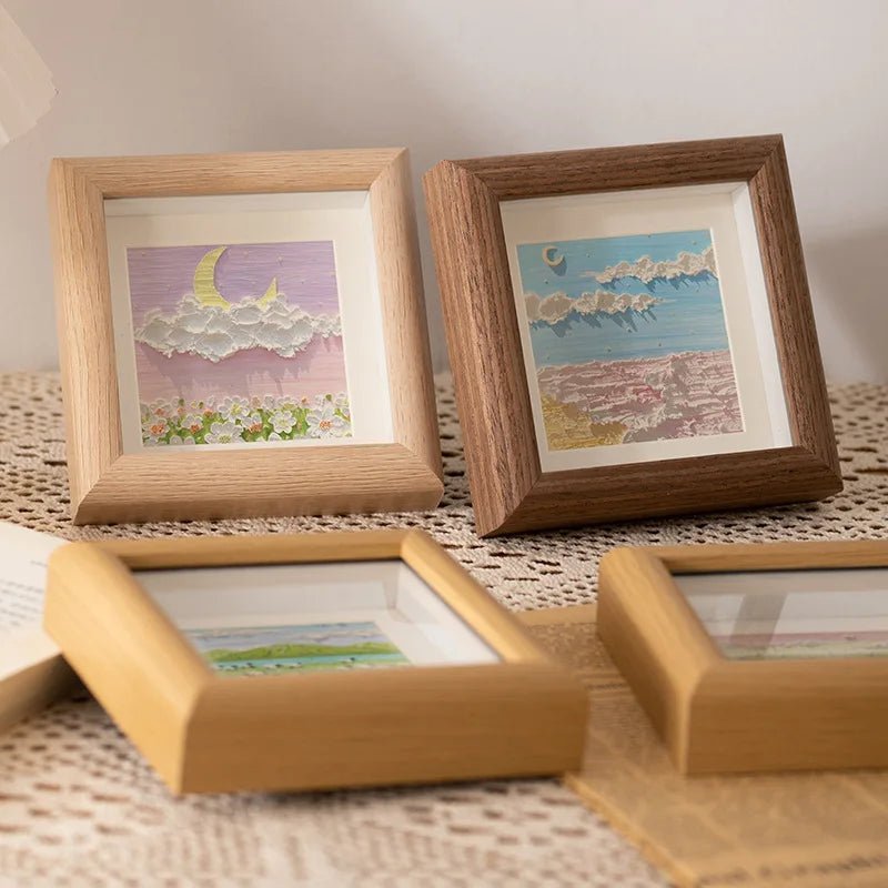 Mini Square Wooden Photo Frame with Pendulum - Photo Frame for Artwork and Decoration