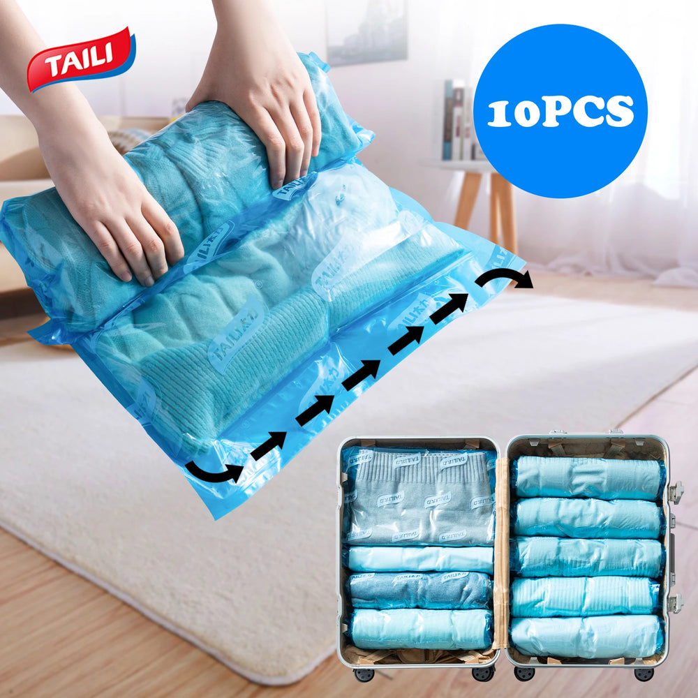 10 Pack Foldable Travel Compression Bags