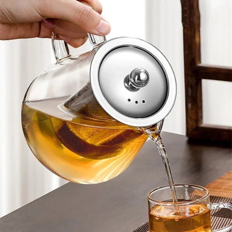 Heat-resistant glass teapot | with stainless steel infuser